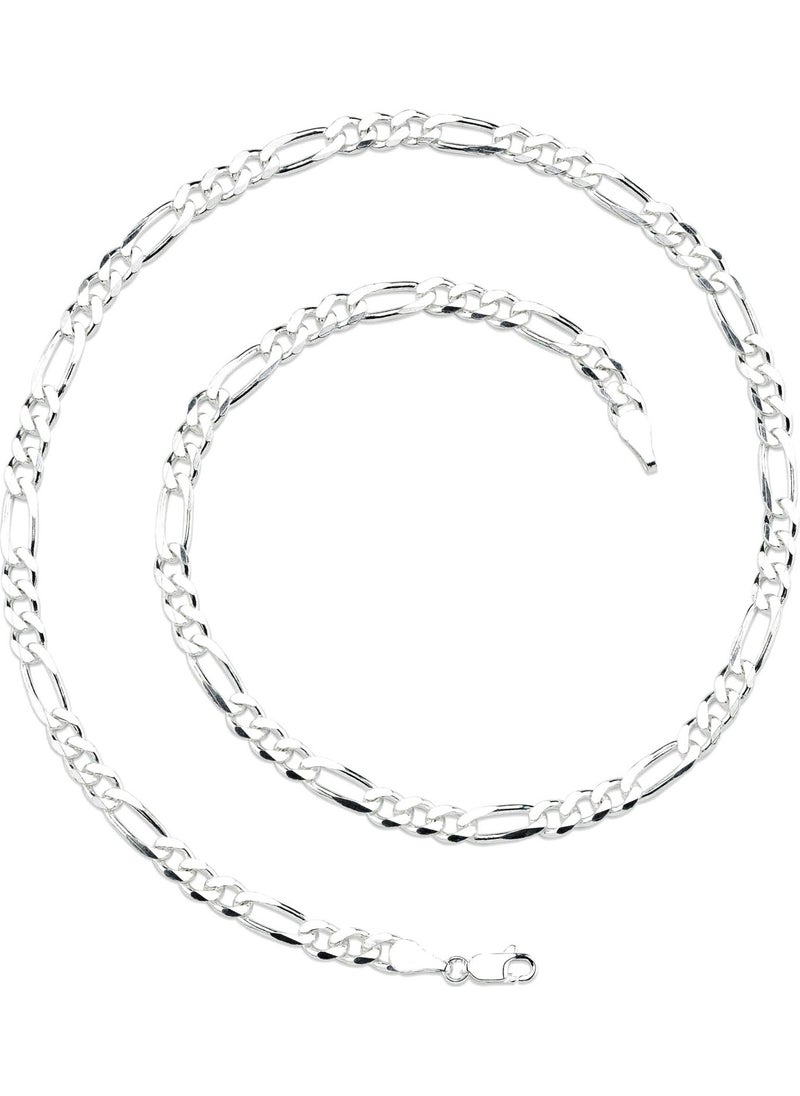 Takı Dükkanı Jewelry Shop Silver Figaro 3+1 Men's Necklace Chain 55 cm 5 mm 26 gr msn13  - Image 5