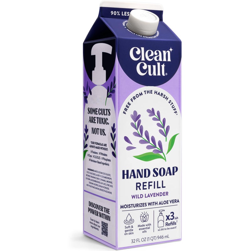 Cleancult Liquid Hand Soap Refill - Wild Lavender - Moisturizes Dry & Sensitive Skin - Made with Aloe Vera & Lavender Essential Oils - Eco Friendly - Paper-Based Packaging - 32 oz/1 Pack - Image 1