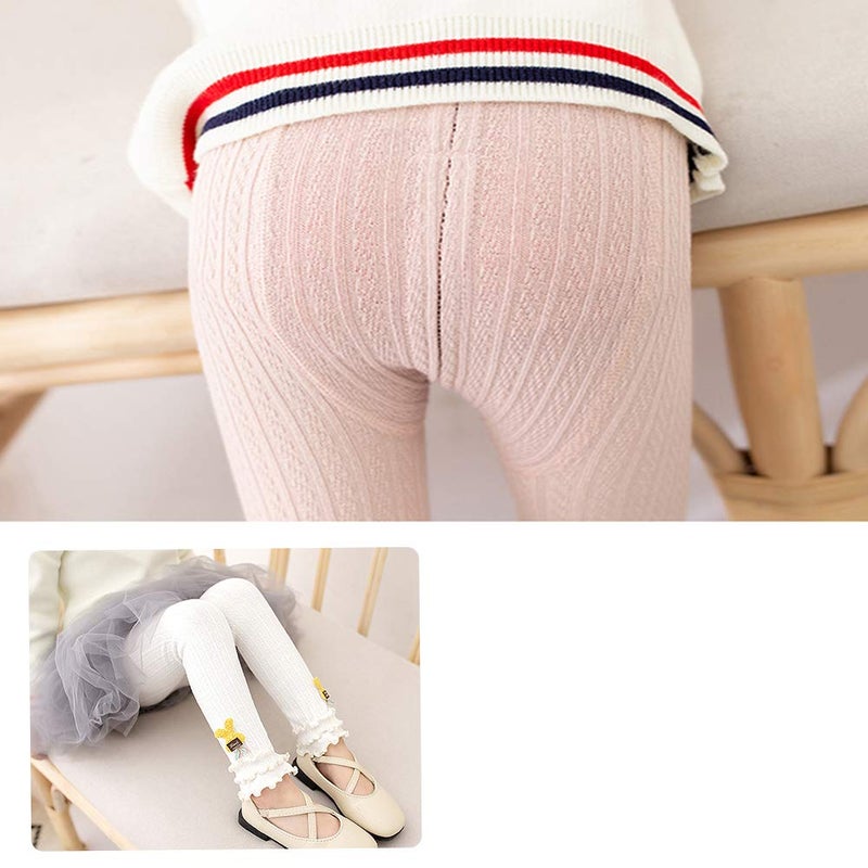 Looching 5 Packs Little Baby Girls Ankle Length Knit Footless Tights with Ruffle - Image 4
