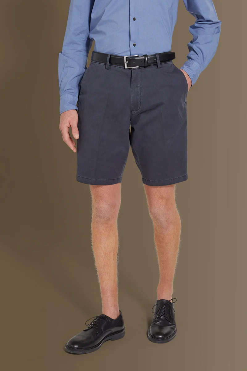 Doppelganger Blue Classic bermuda twill stretch construction - DK Blue for Men | Best Price UAE
