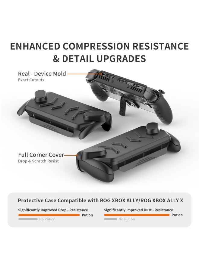 Case Cover for ROG Xbox Ally X TPU Soft Grip Protective Cover Back Shell + ABS Front Cover with Kickstand for ROG Xbox Ally/X Gaming Handheld Console (Black) - Image 3
