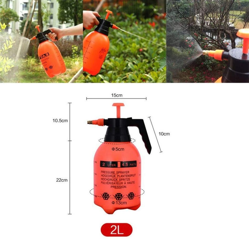 HOME CUBE Garden Pump Pressure Sprayer, Lawn Sprinkler, Water Mister, Spray Bottle for Herbicides, Pesticides, Fertilizers, Plants Flowers 2 L Capacity - Random Color (Orange) -1 Pc - Image 3