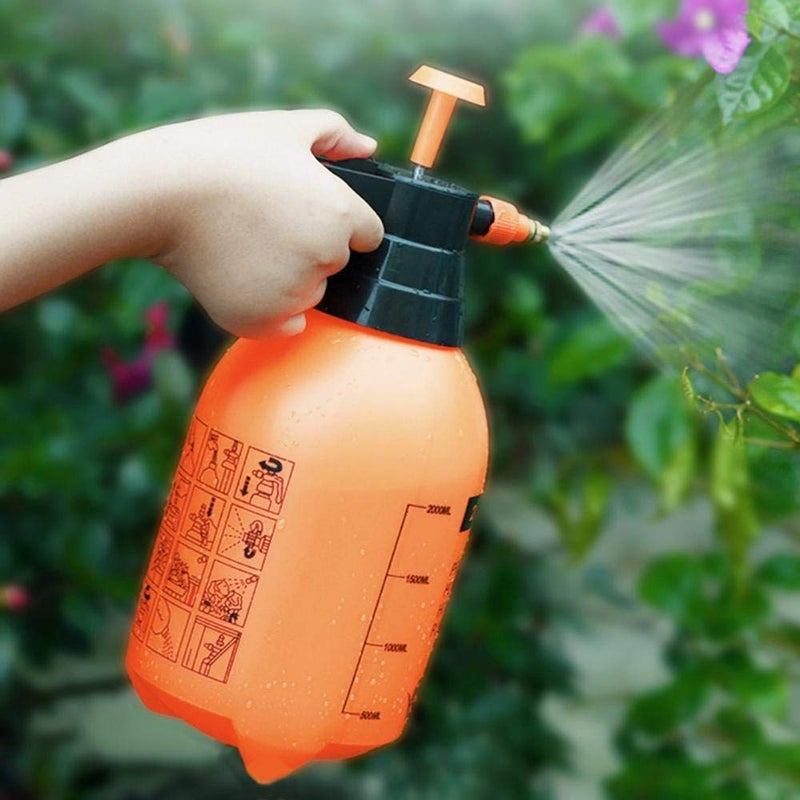 HOME CUBE Garden Pump Pressure Sprayer, Lawn Sprinkler, Water Mister, Spray Bottle for Herbicides, Pesticides, Fertilizers, Plants Flowers 2 L Capacity - Random Color (Orange) -1 Pc - Image 1