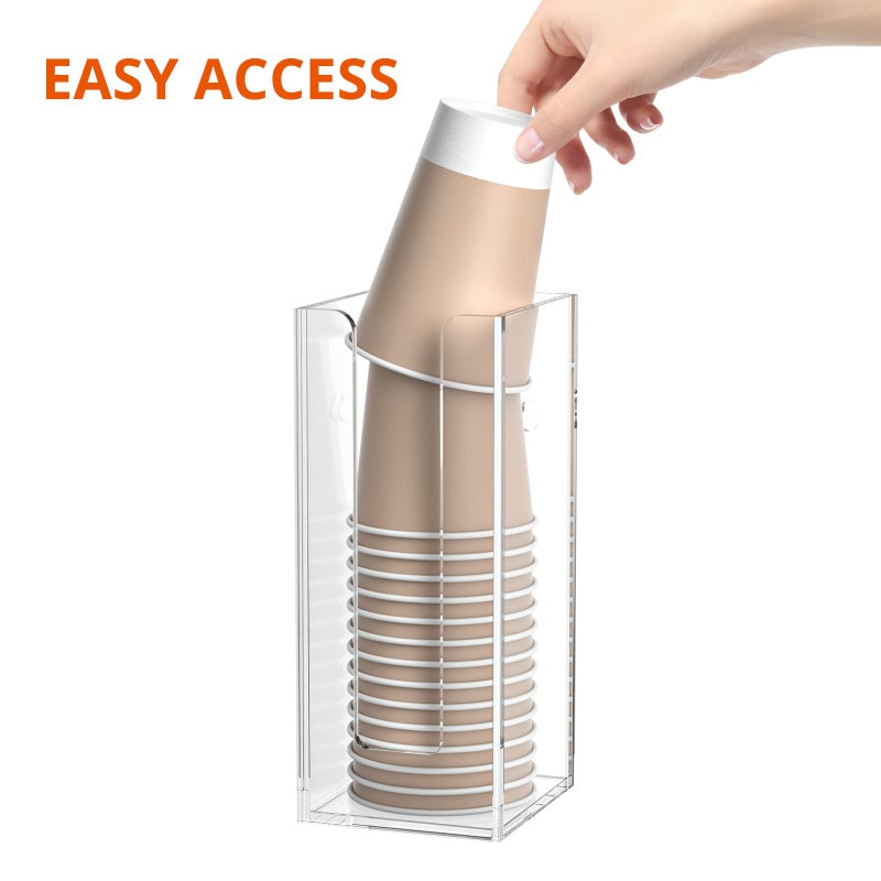 Richboom Acrylic Coffee Cup and Lid Storage Organizer Holder, 1 Compartment, Clear - Image 4