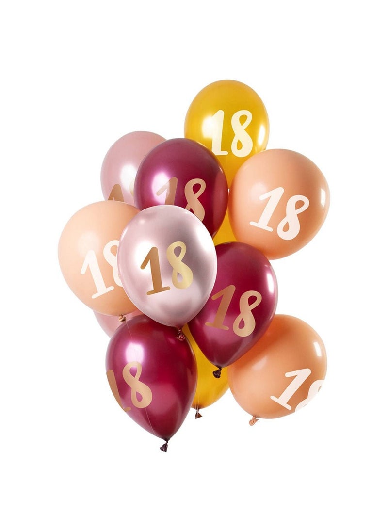فولات بالونات لاتكس لأعياد الميلاد الثامنة عشرة، لون ذهبي وردي وبيج، 30 سم، عبوة من 12 بالونة