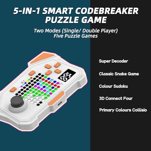 fisca Code Breaker 36000 Mastermind Puzzle Game for 12 Players 5in1 Handheld Games for KidsTravel Games Birthday Gifts for BoysGirls - Image 5
