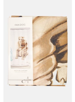 allure Fan Dog Shower Curtain, Brown Combo  - Image 1