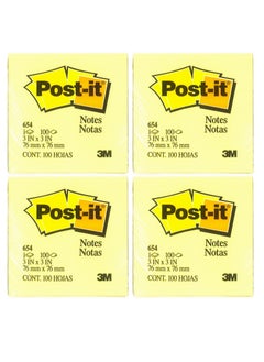 Post It 4-Pad Sticky Notes Yellow 3x3 Inch  Size 