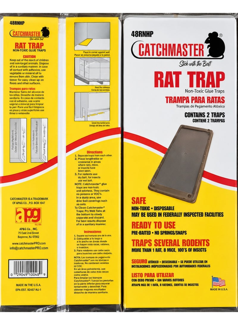2 Non Toxic Glue Traps 48 RNHP 1 Pack. Ready to Use Indoors. Rat Mouse Snake Exterminator Plastic Sticky Adhesive Easy No-Mess Simple Non-Toxic Disposable - Made in the USA
