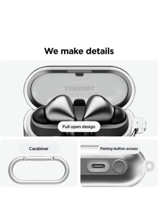 Samsung Galaxy Buds 3 & Pro Case with Cleaner Kit, Clear Case with Carabiner, Premium TPU Cover, Wireless Charging, Headphone Accessories (Clear) - view 3