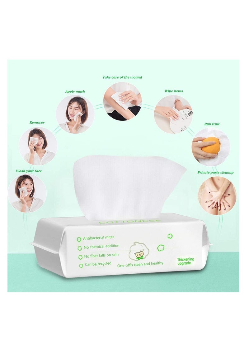 KASTWAVE Disposable Face Towel 100 Counts Facial Cotton Tissue Pure Cotton Dry Wipes Soft Makeup Remover Towel for Sensitive Skin Portable Face Wipesbaby Wipesfacial Wipes Cleansing Wipesremovable  - Image 4