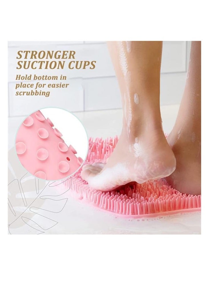 إسكدنيا سجادة تنظيف القدمين مثبتة على الحائط، أداة تدليك الظهر، ملحق استحمام، شعيرات ناعمة، أكواب شفط غير قابلة للانزلاق، سجادة سيليكون لتنظيف وتقشير وتدليك القدمين (قد يختلف اللون) - Image 4