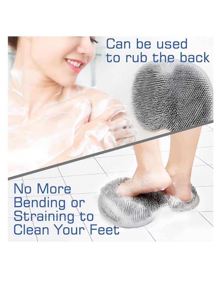 إسكدنيا سجادة تنظيف القدمين مثبتة على الحائط، أداة تدليك الظهر، ملحق استحمام، شعيرات ناعمة، أكواب شفط غير قابلة للانزلاق، سجادة سيليكون لتنظيف وتقشير وتدليك القدمين (قد يختلف اللون) - Image 5