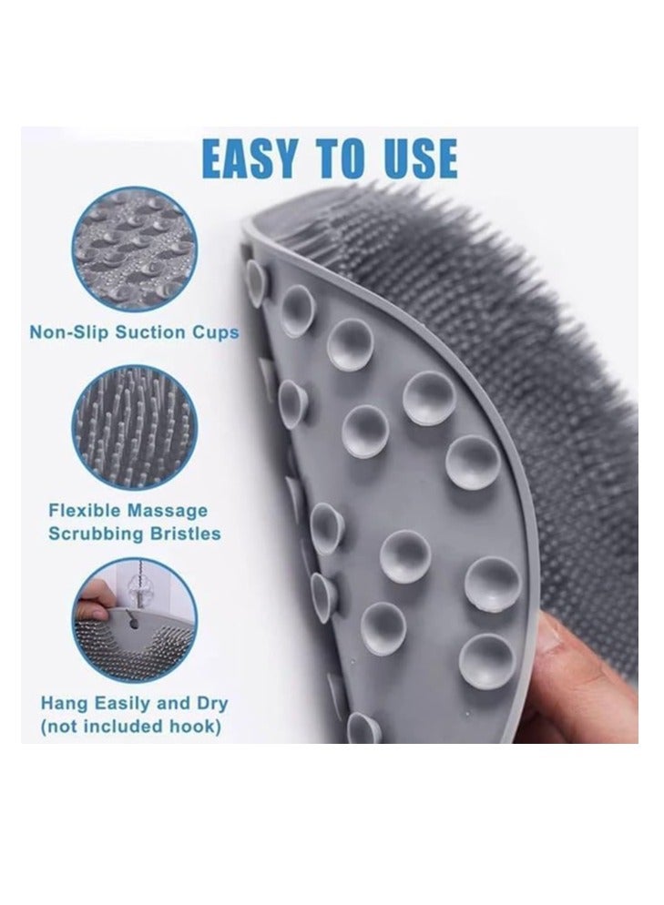 إسكدنيا سجادة تنظيف القدمين مثبتة على الحائط، أداة تدليك الظهر، ملحق استحمام، شعيرات ناعمة، أكواب شفط غير قابلة للانزلاق، سجادة سيليكون لتنظيف وتقشير وتدليك القدمين (قد يختلف اللون) - Image 2