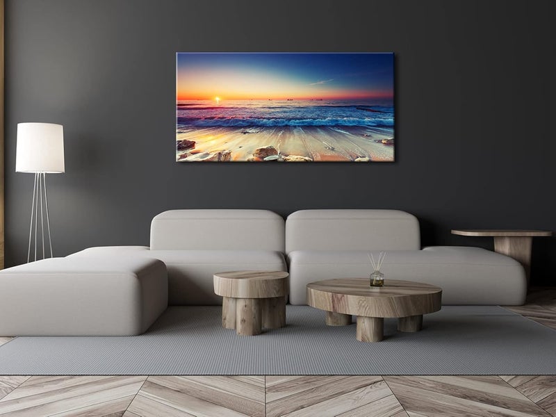 Pyradecor One Panel Sea Waves Large Canvas Prints Modern Seascape Artwork Landscape Pictures Paintings on Stretched Canvas Wall Art for Living Room Home Decorations L - Image 5