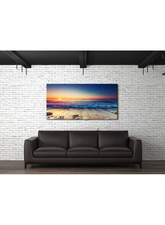 Pyradecor One Panel Sea Waves Large Canvas Prints Modern Seascape Artwork Landscape Pictures Paintings on Stretched Canvas Wall Art for Living Room Home Decorations L - Image 4