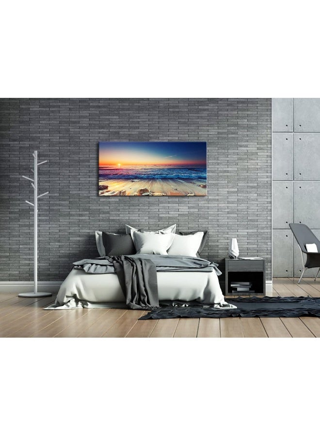 Pyradecor One Panel Sea Waves Large Canvas Prints Modern Seascape Artwork Landscape Pictures Paintings on Stretched Canvas Wall Art for Living Room Home Decorations L - Image 2