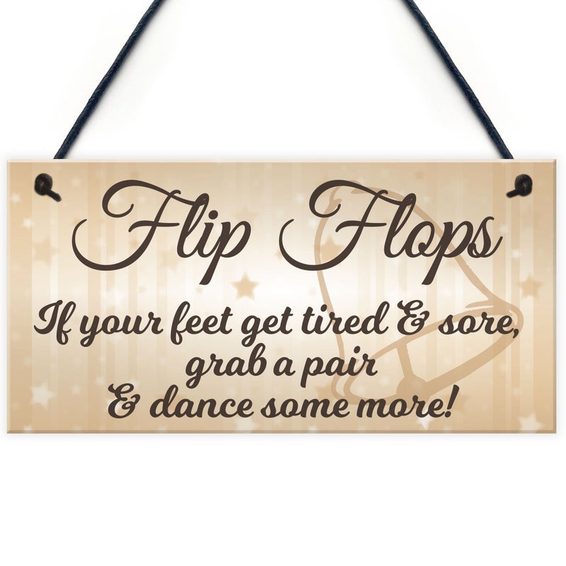 RED OCEAN Flip Flop Grab A Pair And Dance Wedding Prop Hanging Plaque Decoration Gift Sign