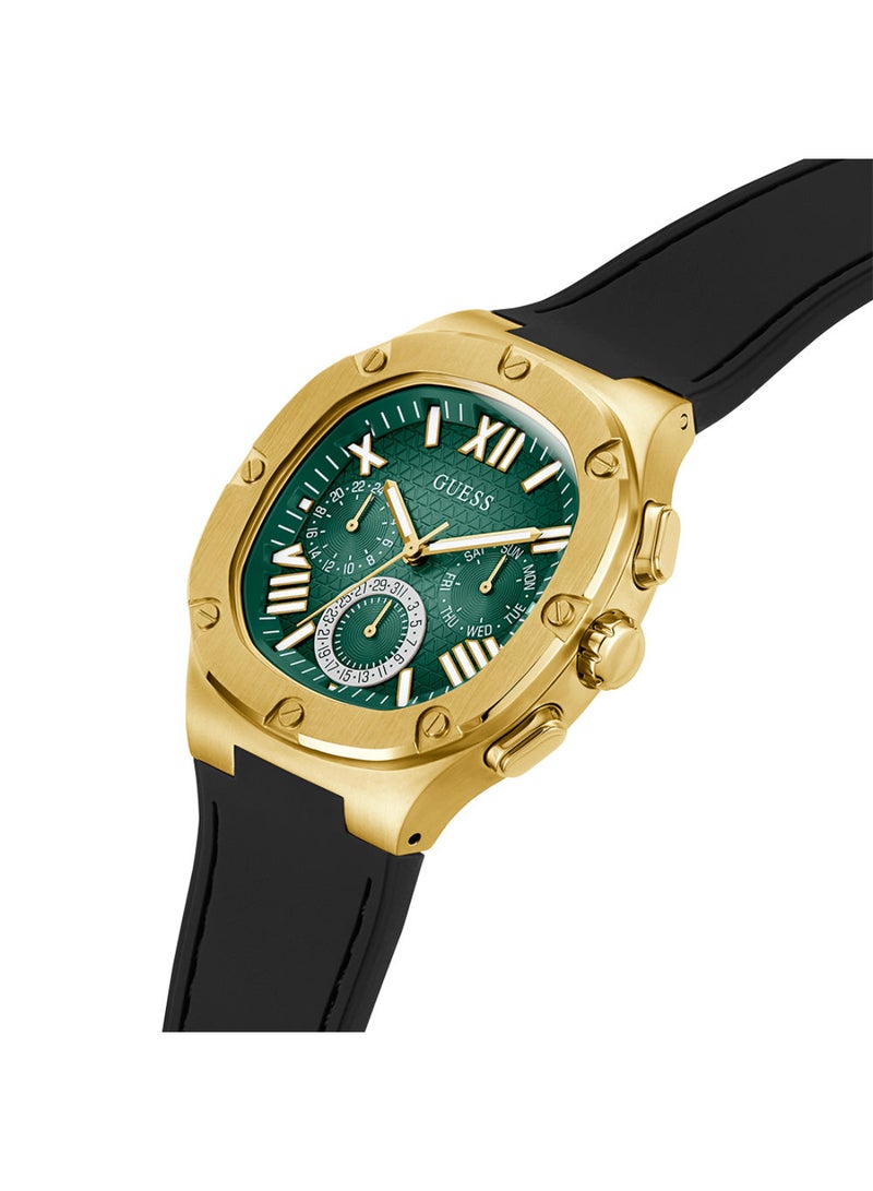 GUESS Mens Black Gold Green Dial Multi-function Watch - GW0571G3 - Image 2