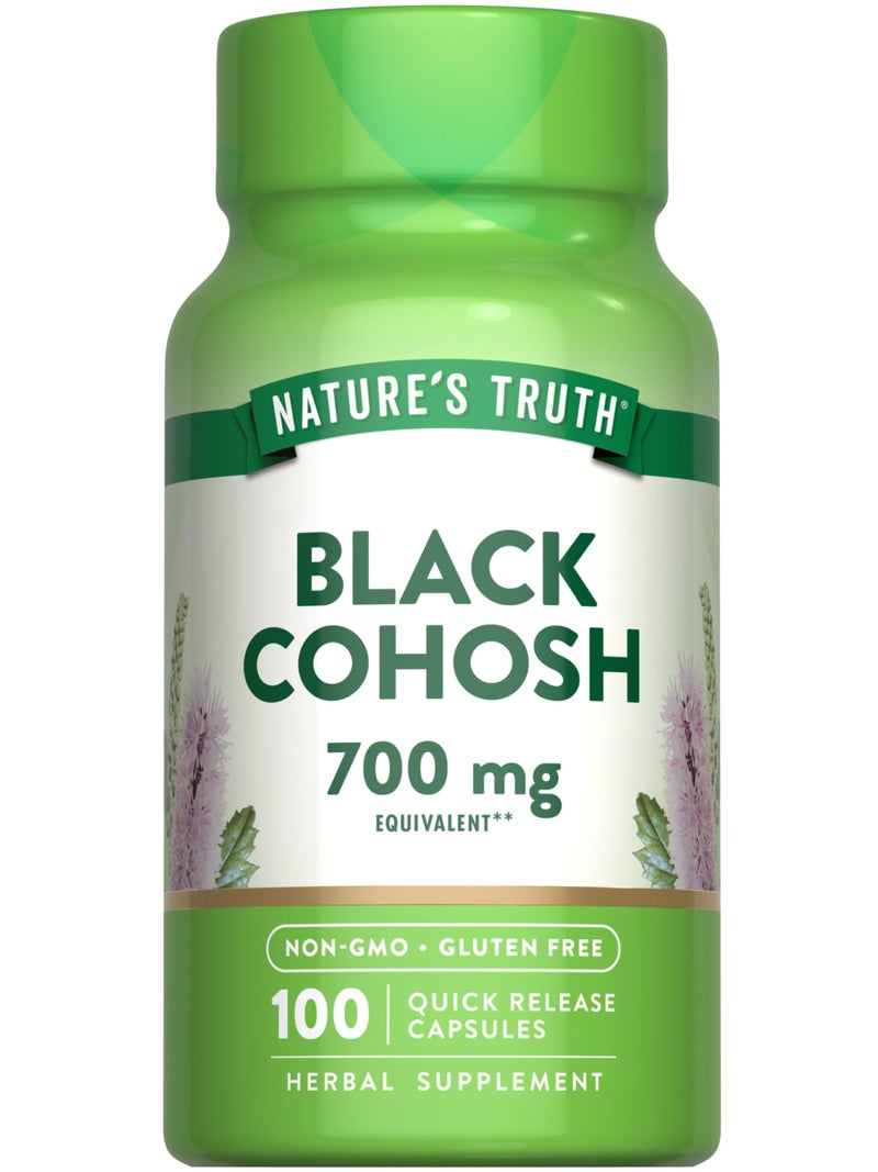 Natures Truth Black Cohosh 100 Capsules Root Extract NonGMO Gluten Free Supplement