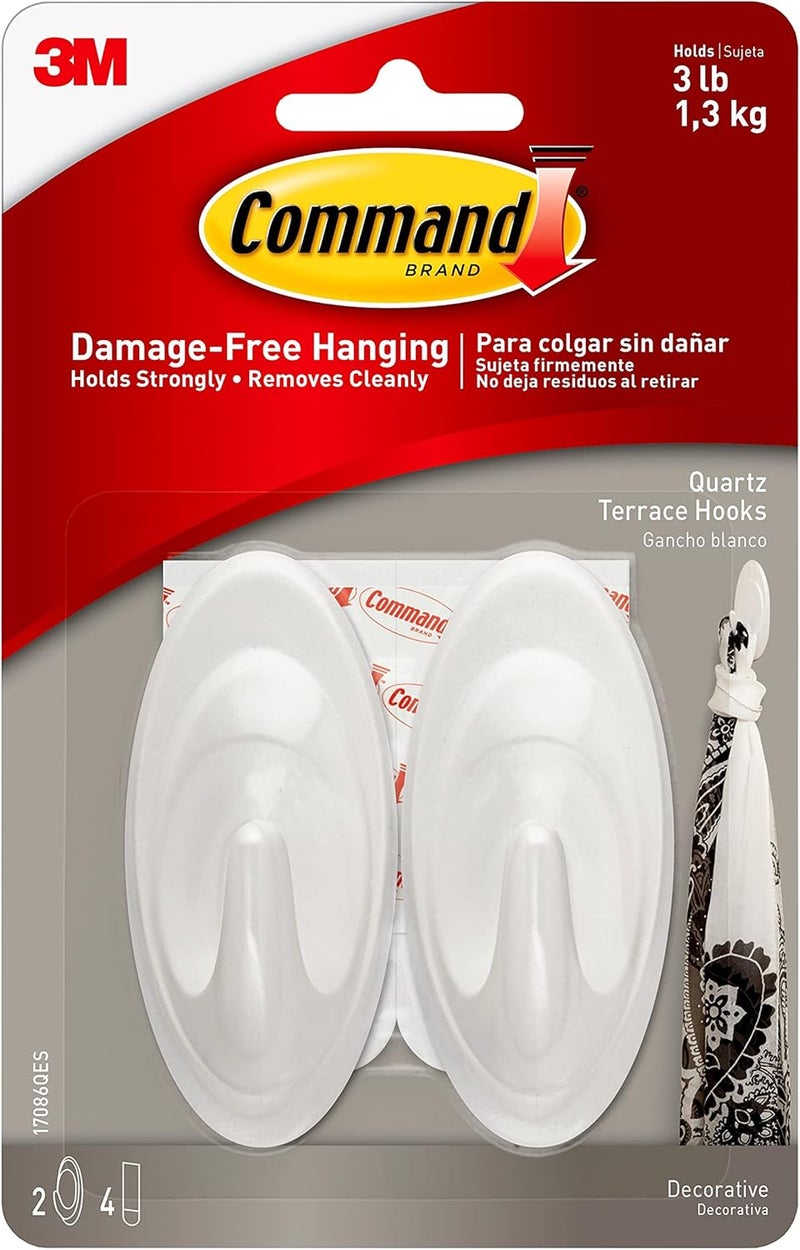 Command Slate Terrace Medium Hooks | Holds 1.3 kg each hook | Black color | Organize | Decoration | No Tools | Holds Strongly | Damage-Free + 2 hooks and 4 strips/pack - Image 1