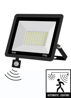 Ecoey LED Motion Sensor Floodlight Outdoor Sensitive Security Light Wall Light Floodlight for Parking Lot Courtyard Courtyard Passage Porch Entrance Black 19.5*15*3.2 CM  - Image 1