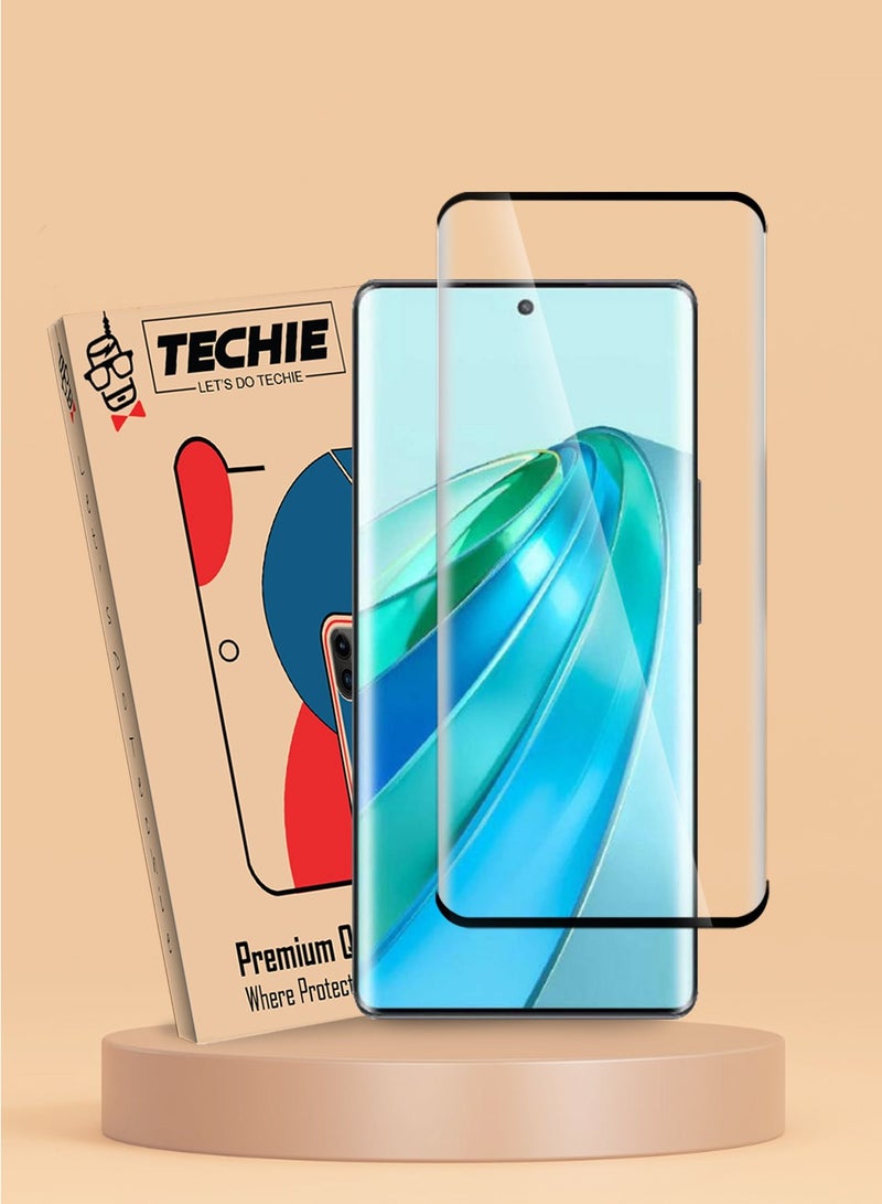 Techie Full Cover Curved 10H Hardness HD Tempered Glass Screen Protector for Honor X9a 5G - Anti-Scratch, Anti-Fingerprint, and Bubbles Free Technology - Image 1