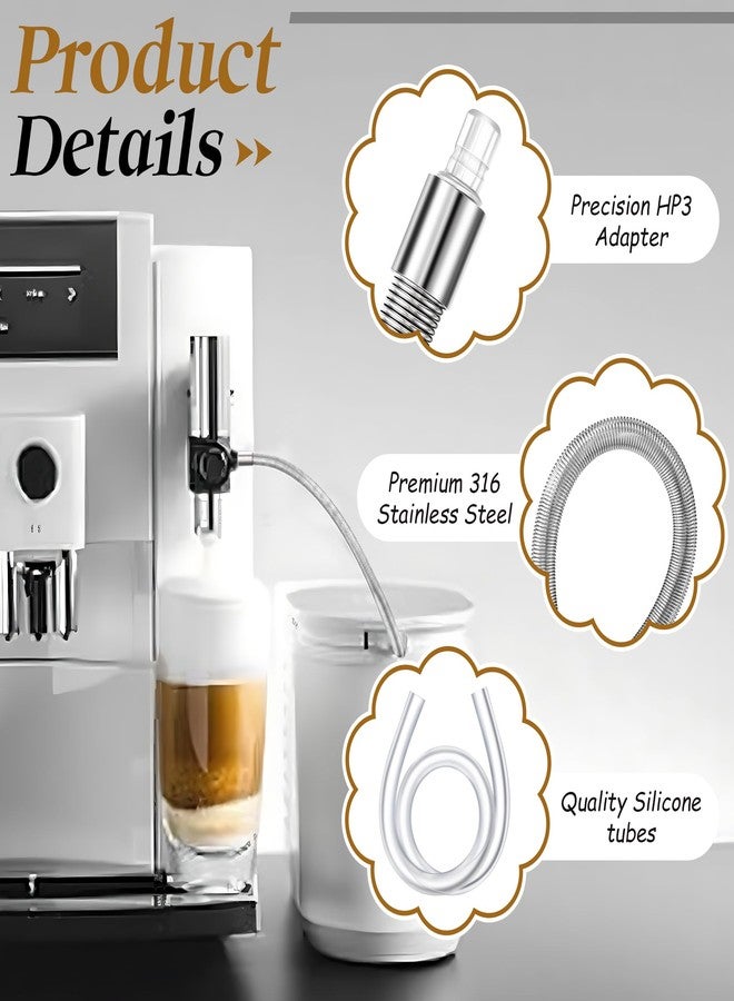 ElectricWise 2 Set Stainless Steel Milk Tubes with HP3 Adapter Compatible with Jura Coffee Machine E8/S8/Z6/Z10/J6/Z8/X8/GIGA X3/X3c/X8/X8c, Pipe Compatible with Jura Milk System Replacement Parts - Image 3