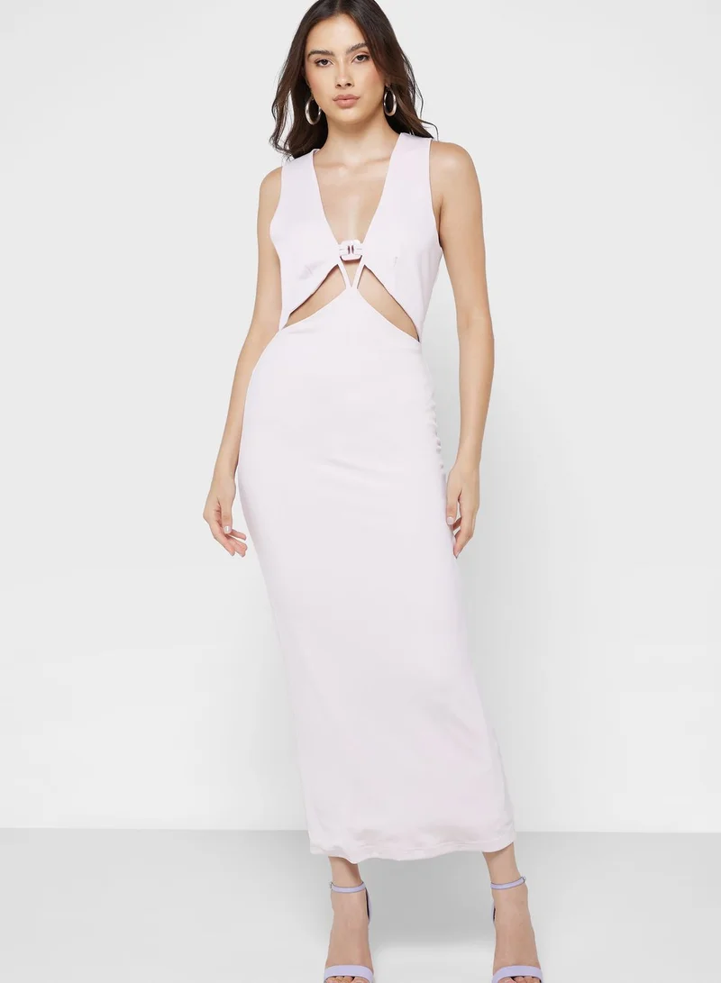 Finders Keepers Plunge Neck Cut Out Detail Dress