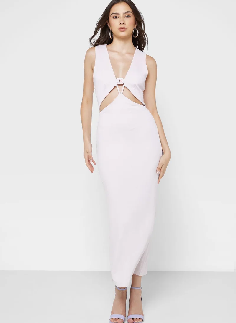 Finders Keepers Plunge Neck Cut Out Detail Dress