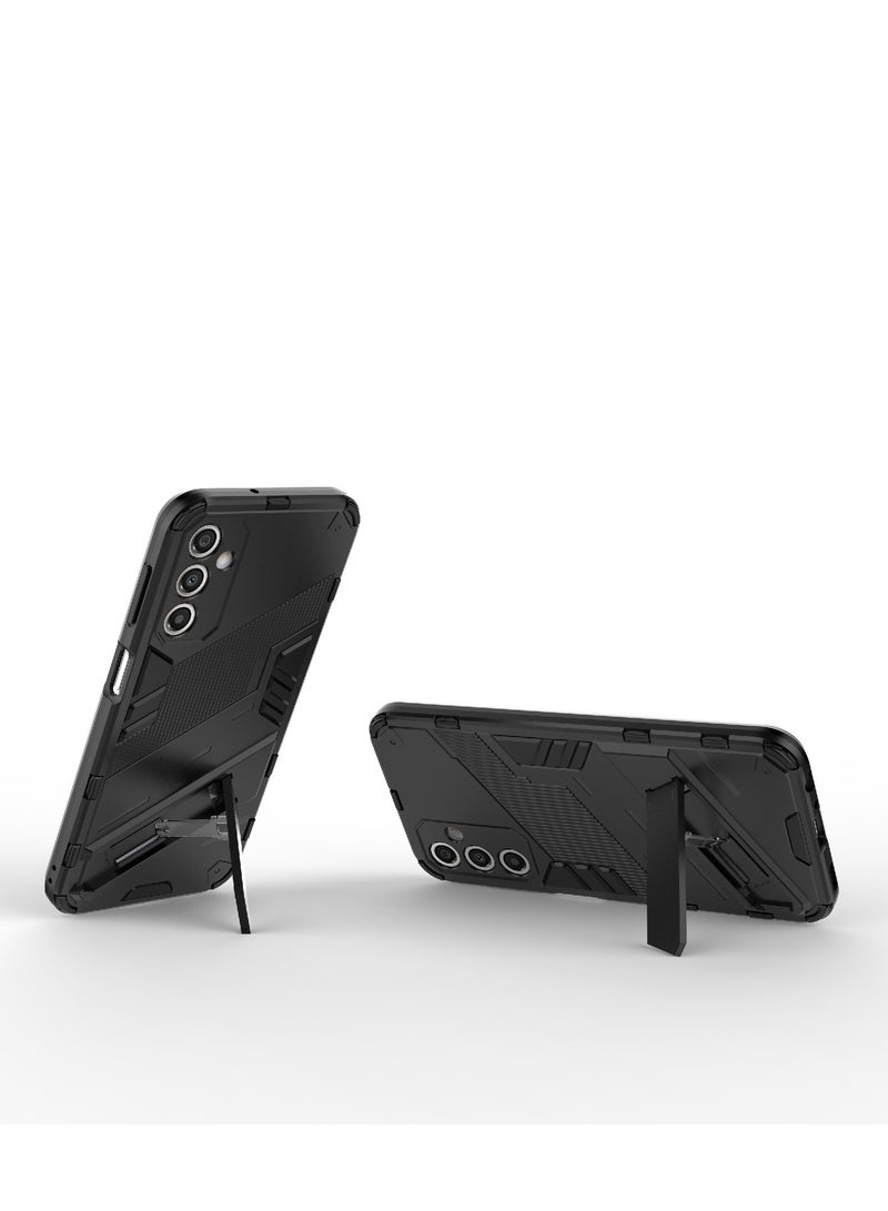 Punk Armor 2 in 1 PC Tpu Shockproof Phone Case with Invisible Holder For Samsung Galaxy A14 (black) - Image 2
