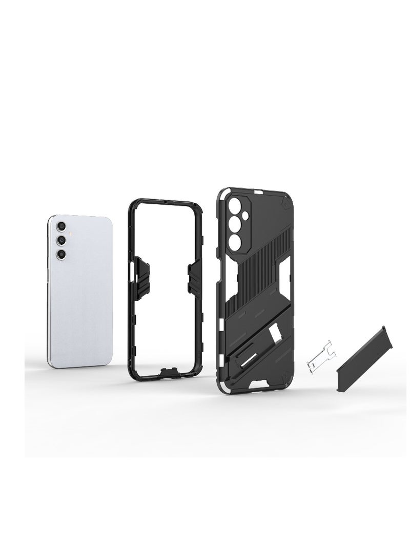 Punk Armor 2 in 1 PC Tpu Shockproof Phone Case with Invisible Holder For Samsung Galaxy A14 (black) - Image 4