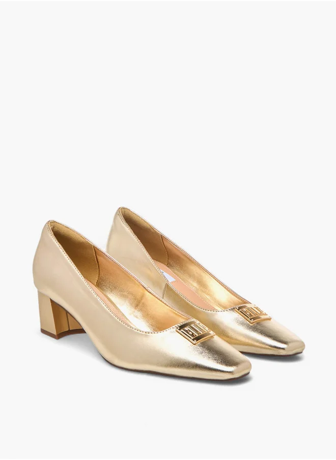 ايل Women's Logo Accent Slip-On Shoes with Block Heels - J00391-011