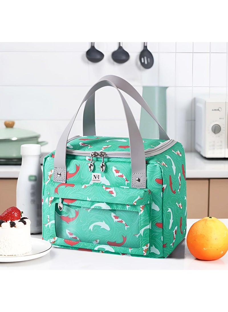 NFI essentials - NFI essentials Insulated Lunch Bag for Men Women with Front Pocket Portable Thermal Large Tiffin Carry Bag Travel Lunch Box Organizer for Office, School, College - Image 1