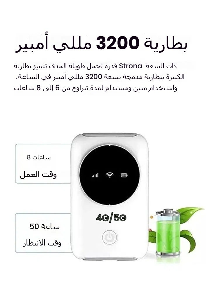 Mobile WiFi Router 4G LTE 5G WiFi Hotspot 300Mbps modem Up to 10 devices SIM card slot 3200mAh battery Wireless portable WiFi device for Asian travel - Image 3