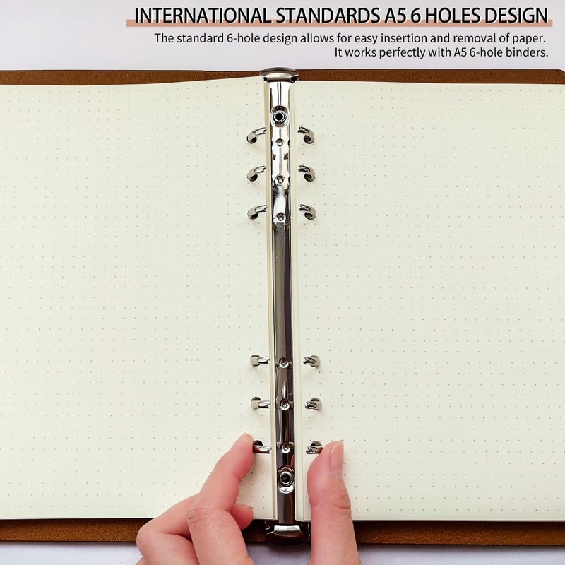 Mafegu A5 Dot Grid Paper, 100GSM A5 Dotted Refill Paper for 6 Ring Refillable Binder/Planner/Diary Journals/Painting -Dotted Pages,80 Sheets/160 Pages (Beige-Dot Grid-A5) - Image 5