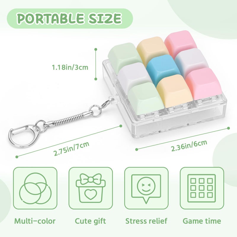 Netholid Colorful Keyboard Fidget Toys for Adults Mechanical Button Keyboard Clicker Keychain for Work Stress Relief Anxiety (9IN1-Style C) - Image 2