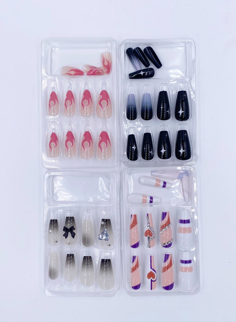 ١٠ حزم من الأظافر الملصقة الجميلة والقابلة للارتداء بمظهر طبيعي وتصاميم مختلفة مع لاصق للأظافر   You - Image 2