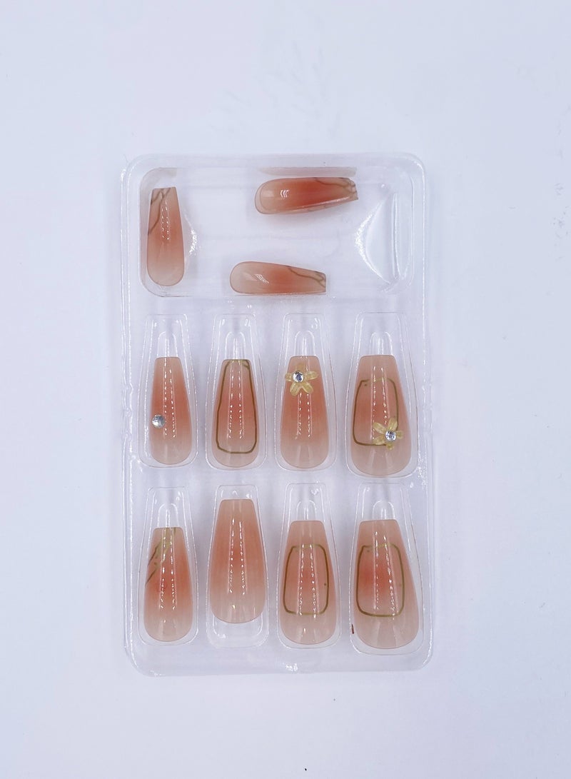 ١٠ حزم من الأظافر الملصقة الجميلة والقابلة للارتداء بمظهر طبيعي وتصاميم مختلفة مع لاصق للأظافر   You - Image 4