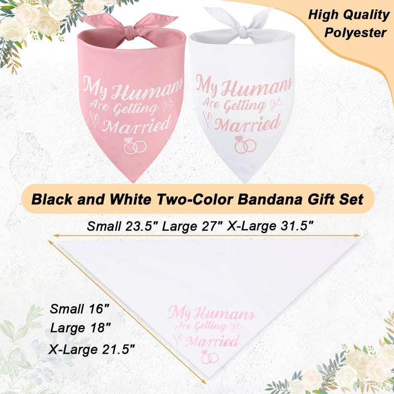 SZEE Bridal Shower Gifts for Bride, 2 Pack My Humans are Getting Married Dog Bandanas, Wedding or Engagement Gift for Couples, Dog Wedding Bandanas, Engagement Party Decorations (Pink & White, L) - Image 4