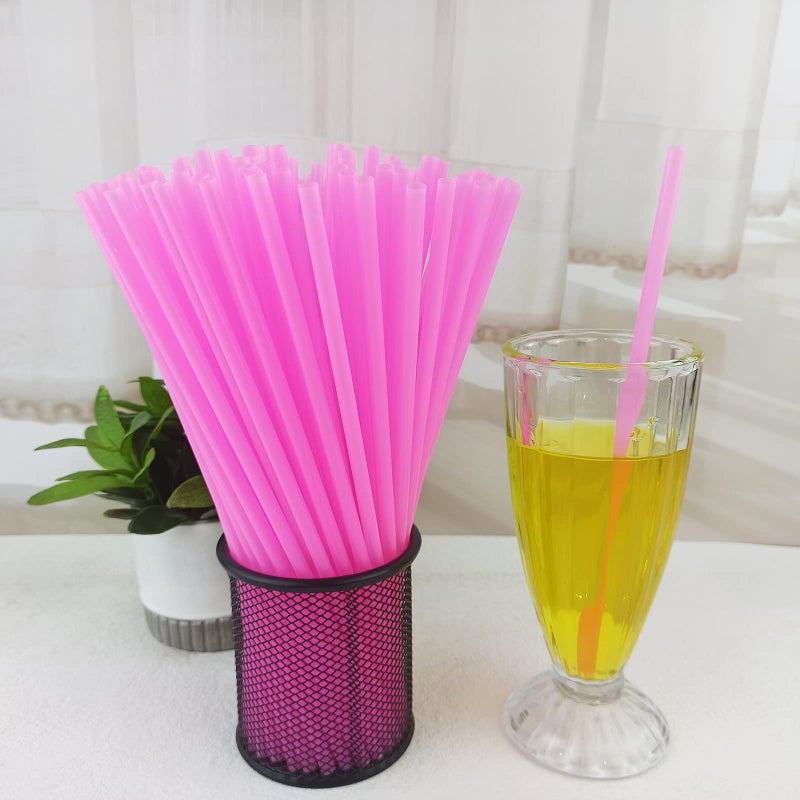 YAOSHENG 200PCS 10.2 Inches Disposable Decorative Pink Plastic Straws for Birthday Wedding Cocktail Party Supplies (0.23 * 10.2inch) (Pink) - Image 2