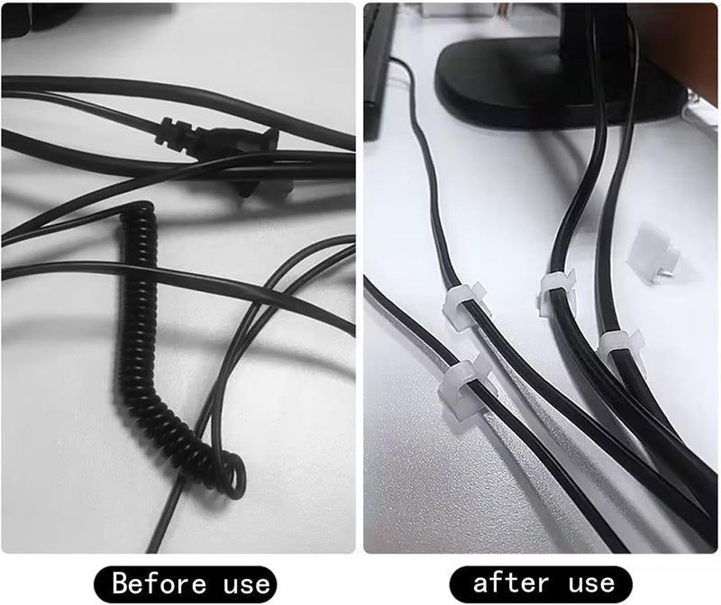 100 Adhesive Wire clamp with Strong Support, Office Desk Wire clamp, Cable Fixing clamp, Wire Management clamp, Easy to Manage Wires (Transparent) - Image 4