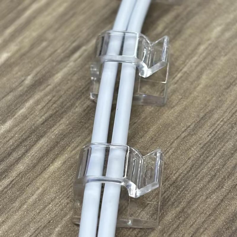 100 Adhesive Wire clamp with Strong Support, Office Desk Wire clamp, Cable Fixing clamp, Wire Management clamp, Easy to Manage Wires (Transparent) - Image 2