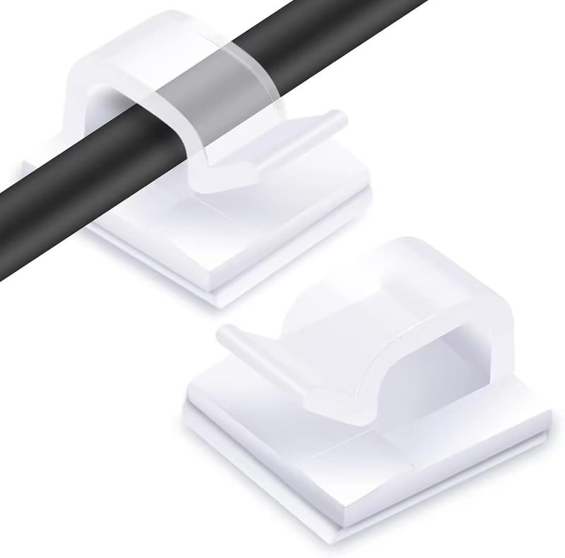 100 Adhesive Wire clamp with Strong Support, Office Desk Wire clamp, Cable Fixing clamp, Wire Management clamp, Easy to Manage Wires (Transparent) - Image 1