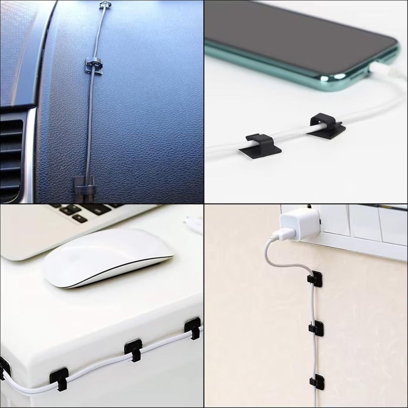 100 Adhesive Wire clamp with Strong Support, Office Desk Wire clamp, Cable Fixing clamp, Wire Management clamp, Easy to Manage Wires (Transparent) - Image 3