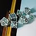 Cusdie 7 Pcs Metal Dice with Metal Box Dagger Design Polyhedral DND Dice Set for Role Playing Game DD Dice Silver Green - Image 3
