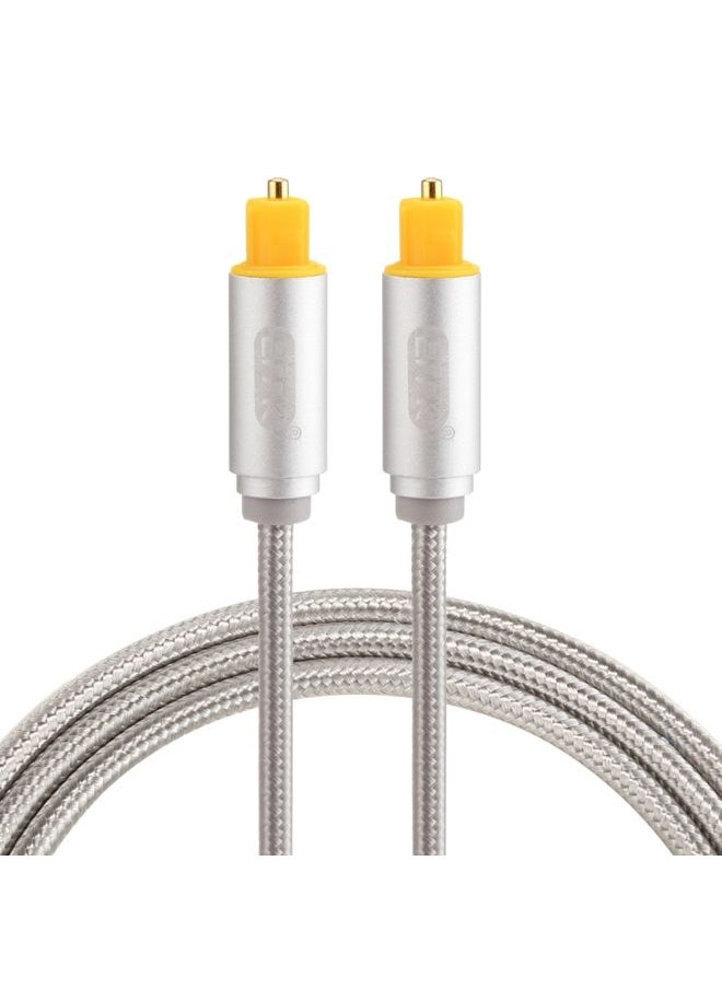 BURAQ EMK 1m OD4.0mm Gold Plated Metal Head Woven Line Toslink Male to Male Digital Optical Audio Cable(Silver)  - Image 1