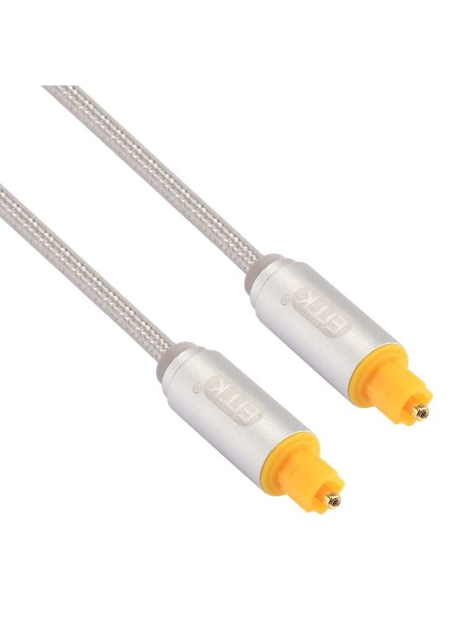 BURAQ EMK 1m OD4.0mm Gold Plated Metal Head Woven Line Toslink Male to Male Digital Optical Audio Cable(Silver)  - Image 2