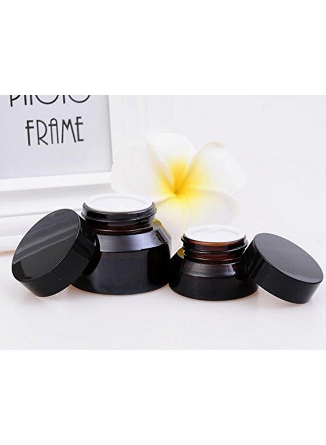 erioctry 15G Gram 15Ml(0.5 Oz) Amber Glass Empty Refillable Inclined Shoulder Cosmetic Jars Empty Face Cream Lotion Lip Balm Storage Container Cream Jar Pot Bottle With Liners And Screw Lid (15G) - Image 4