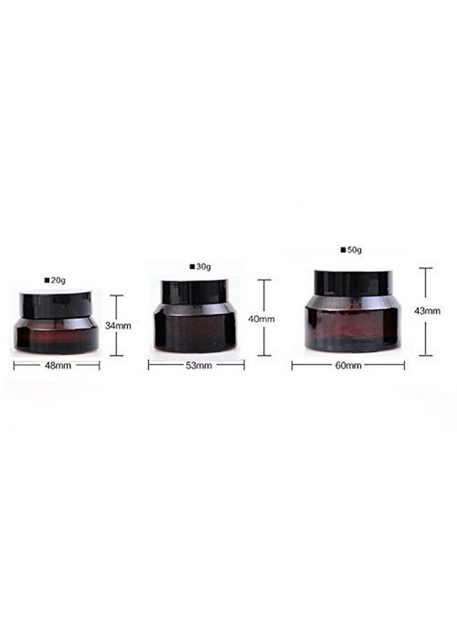 erioctry 15G Gram 15Ml(0.5 Oz) Amber Glass Empty Refillable Inclined Shoulder Cosmetic Jars Empty Face Cream Lotion Lip Balm Storage Container Cream Jar Pot Bottle With Liners And Screw Lid (15G) - Image 2